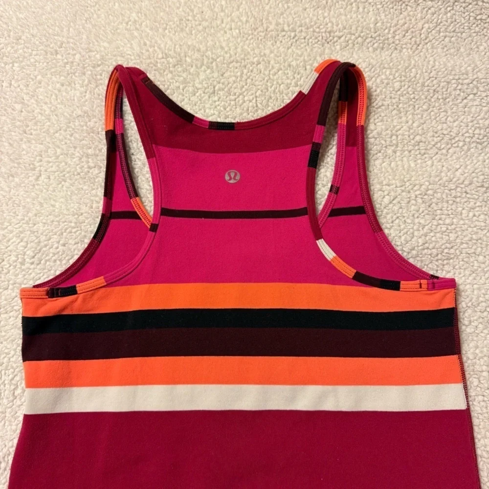 Lululemon Refresh Racer Tank Top Luon Light Blossom Stripe Bumble Berry Ghost